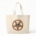 Demon Skull & Burning Pentagram Tote Bag