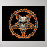 Demon Skull & Burning Pentagram Print