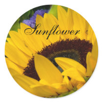 Demure Sunflower Round Stickers