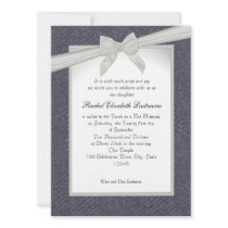 Denim and Bows Bat Mitzvah Personalized Invitation