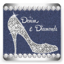 Denim and Diamonds Birthday Party Invitations