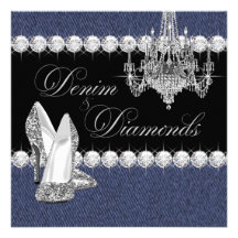 Denim and Diamonds Party Invitations
