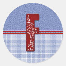 Denim and Plaid Bandana Initial Cards and Postage Sticker