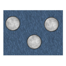 Denim Flair Button Photo Template Postcard