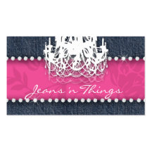 Denim n Diamonds Chandelier Floral Pink Business Card