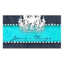 Denim n Diamonds Chandelier Floral Turquoise Blue Business Card Templates
