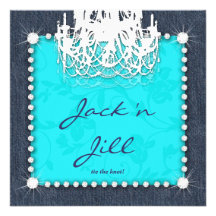 Denim n Diamonds Wedding Chandelier Floral Blue Announcement