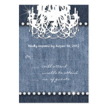 Denim n Diamonds Wedding Response Card Chandelier Business Card Templates