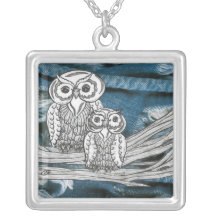 Denim Owls Pendants