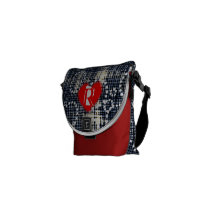 Denim Ripped Torn red heart Messenger bags