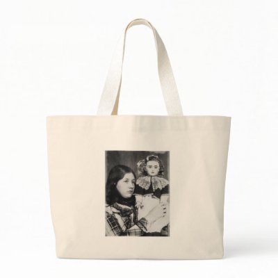 Denise Sitting Doll In Arms - Vintage Photo Canvas Bag by fotoshoppe