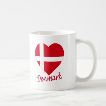 Denmark Flag Heart Coffee Mugs