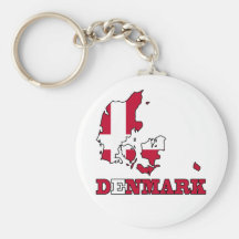 Denmark Flag in Map Keychain
