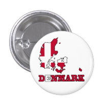 Denmark Flag in Map Pinback Buttons