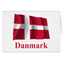 Denmark Waving Flag with Name in Danish