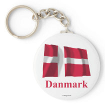 Denmark Waving Flag with Name in Danish
