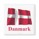 Denmark Waving Flag with Name in Danish