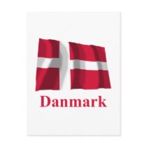 Denmark Waving Flag with Name in Danish