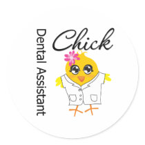 Dental Assistant Chick Round Sticker
