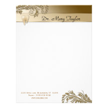 Dental Letterhead Molar Stationery Gold Leaves