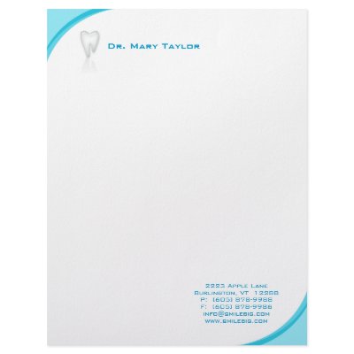 Dental Molar Stationery Turquoise Blue Curve Logo by BestCards