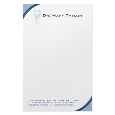 Dental Molar Tooth Stationery Blue Curve by BestCards