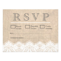 Dentelle blanche vintage et toile de jute épousant invitation
