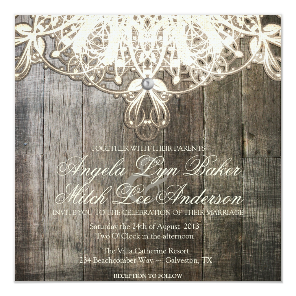 Dentelle rustique Invitations de mariage Dentelle rustique Invitations de mariage