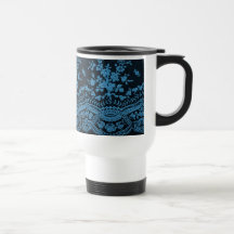 Dentelle grunge bleue tasse
