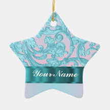 Dentelle rose et bleu-clair de damassé ornement