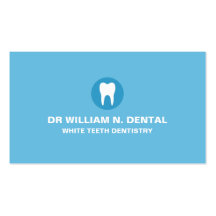 Dentist, dental blue business card with tooth logo