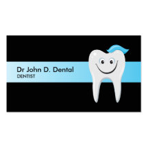 Dentist dental business card with happy tooth