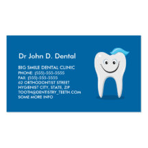 Dentist dental business card with happy tooth