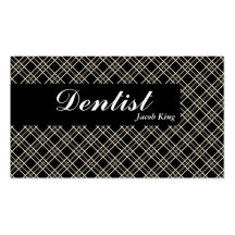Dentist Orthodontist Business Card Black Plaid