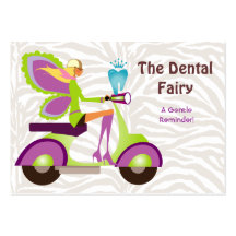Dentist Reminder Card Scooter Cute Fairy Business Card Template