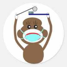 Dentist Sock Monkey Shirts and Gifts--Adorable Sticker