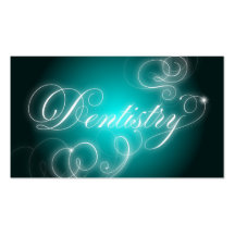 Dentistry Business Card Elegant Flourish Glow Teal