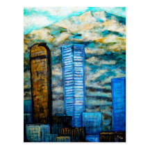 Denver Cityscape, Postcard Painting