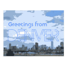 Denver Colorado skyline greeting artistic postcard