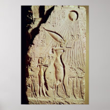 Depicting Amenophis IV, Nefertiti and Daughter Poster