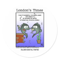 Depressed Salmon Funny Cards Mugs & Gifts Round Stickers