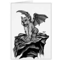 Der kleine Golem - Gargoyle schwarz weiß Design Grußkarte