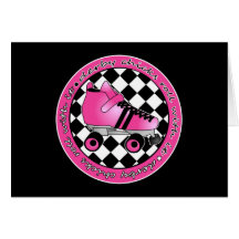 Derby Chicks Roll With It - Hot Pink Black White Card