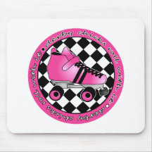 Derby Chicks Roll With It - Hot Pink Black White Mousepad