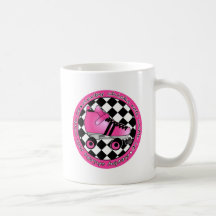 Derby Chicks Roll With It - Hot Pink Black White Mug