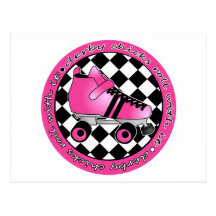 Derby Chicks Roll With It - Hot Pink Black White Post Card