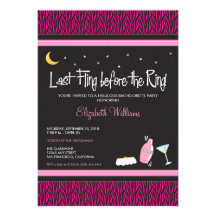 Dernière invitation de Bachelorette de zèbre de Fl