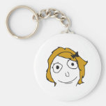 Derpina Blonde Yellow Hair Rage Face Meme Keychains