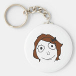 Derpina Brown Hair Rage Face Meme Keychain
