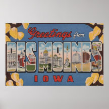 Des Moines, Iowa - grandes scènes 2 de lettre Affiche